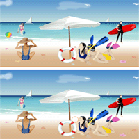  10     (Find 10 differences on the beach)